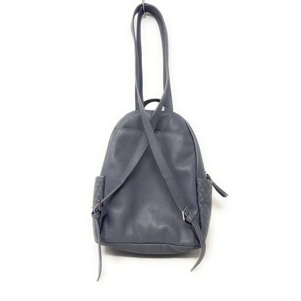 Vera Bradley Black Leather Mini Backpack. Micro Quilt Pockets on the side.